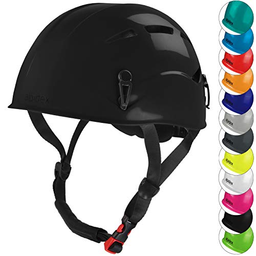 ALPIDEX Kletterhelm | Norm EN 12492 Kletterausrüstung Hartschalenhelm | Universal Passend | Robust | Klettersteighelm | Jugendliche | Erwachsene, Farbe:Black