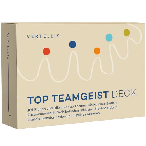 Vertellis TOP Teamgeist Deck, Kartenspiele für Erwachsene, 101 Fragen und Dilemmas für großartiges Teamwork