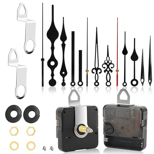 2 Stücke Geräuschloses Uhrwerk Set, Lautlos Uhrwerk Mechanismus, DIY Uhr Ersatzteile, Uhrwerk für Wanduhr, mit 5 Sätze Uhrzeiger, Leise,Für Clock Ersatzteile Ersatz, Teile Reparatur-Kit (18mm, 24mm)