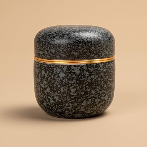 TEANAGOO Keramik-Matcha-Tee-Behälter | Tragbarer Mini-Matcha-Aufbewahrungsbehälter mit Aluminiumlegierungsdeckel, doppelte Dichtung für Frische, 2,8 oz, ideal für Reisen - X1, Charcoal Grey