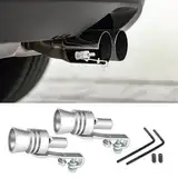 deemars 2PCS Aluminium-Legierung Universal Turbo Pfeife, Auto Auspuff Sound Booster, Turbo Sound Auspufftopf Pfeife, Autozubehör Auspuff Sound Enhancer Geeignet für LKW, Motorrad, Autos (Silver)