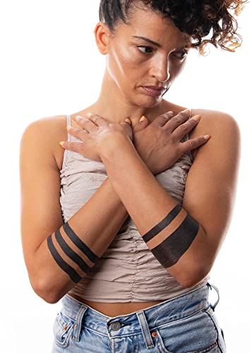 TATYOU® Premium Qualität I Temporäres-Tattoo | Original Design,Strips' von Masked Tattooer | Vegan und für empfindliche Haut | 7 Motive auf einem A4 Bogen
