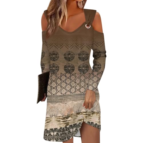 Hochzeitsmode Kleider Midi Damen Abendkleider mit Schleppe Kleid Hochzeitsgast Damen Sommer Boho Kleid Große Größen Plus Size Damen Kleid Hochzeit Sommerkleider Große Größen Braun M