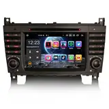 Erisin 8-Kern Bluetooth 5.0 Android 14 Autoradio GPS Navi für Mercedes C/CLK/CLC Klasse W203 W209 7 Zoll Touchscreen Kabelloses CarPlay Android Auto DAB+ DVD FM Radio DSP WiFi TPMS 4GB RAM+64GB ROM