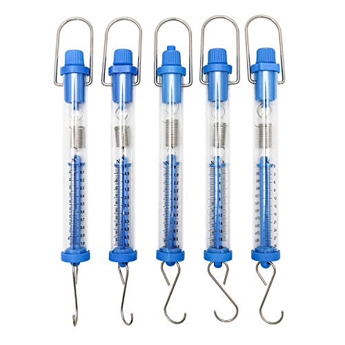 QWORK® Federwaage, Set mit 5 transparenten Federwaagen zum Aufhängen (1N, 5N, 10N, 20N, 30N)