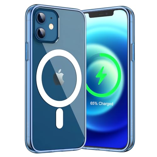 JETech Magnetisch Hülle für iPhone 12 Mini 5,4 Zoll Kompatibel mit MagSafe Kabellosem Laden, Stoßfest Handyhülle, Schutzhülle Kratzfeste Transparent Rückseite (Jeans Indigo)