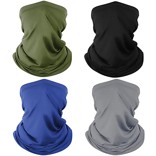 4 Pack Neck Gaiter Atmungsaktive Bandana Maske für Outdoor-Schutz Waschbar Wiederverwendbare Kühlgamaschenmaske Gesichtsbedeckung Schützen vor Staub Wind für Männer Frauen Radfahren Laufen Wandern