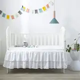 Feyart Gerüschter Kinderbettrock, zweilagig, für Babybett-Abdeckung, Staub-Rüschen, Kinderzimmer, Zuhause, Bettwäsche, Dekoration, Tagesdecke (71 x 132 + 38 cm, weiß)