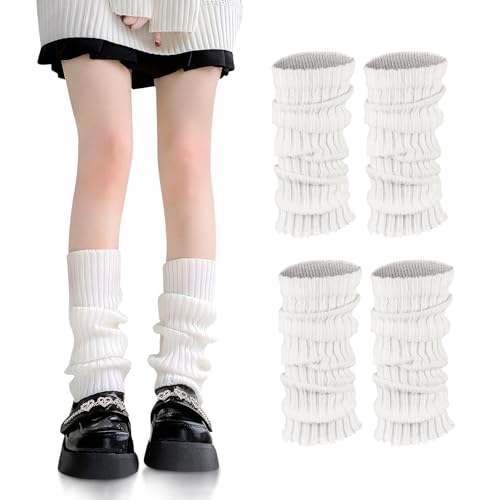 Weiß Stulpen Mädchen, Stulpen Mädchen Weiß Gestrickt Beinwärmer, Stulpen Ballett Damen, Weiß Ballett Stulpen, Warme Beinstulpen Für Damen, Legwarmers Knöchelwärmer Für Frauen, Ballett, Yoga,Partys