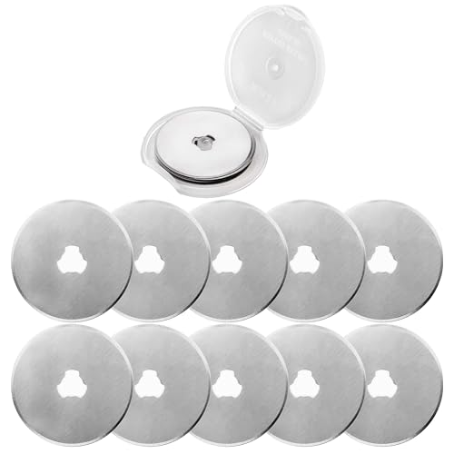 TOOINKCV 10 Stück Ersatzklingen 45mm für Rollschneider, Stahl Ersatz Rollschneider Klingen Hochscharf SKS-7, für Quilten, Papier, Stoff, Scrapbooking, Nähen, Stoffschneider Rundklingen Cutter