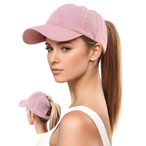 YAMEE Baseballkappe Damen Pferdeschwanz Sommer,Baseballmütze Damen Baseball Cap Mesh Atmungsaktiven,Sommermütze Damen Leicht Wasserdicht Schnelltrocknend