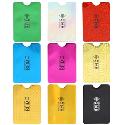 9 Stück RFID-Kartenhalter, RFID-blockierende Hüllen Kreditkartenhülle RFID-Blocker-Kartenhüllen bunt RFID-Kartenhalter RFID-ID-Kartenschutz Diebstahlsichere Kreditkarten-Geldbörsen für Damen Herren