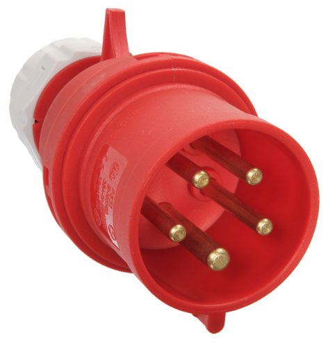 as - Schwabe CEE Stecker 400V/16A/5-polig - Starkstrom Stecker mit Schraubkontakt für Leistungsanschluss - Stromstecker Schlagfest - Spritzwassergeschützt IP44 - Rot/Grau, 60420