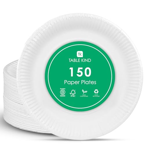 Table Kind | x150, 22CM, Umweltfreundliche Pappteller zum Geburtstag, umweltfreundliches, recycelbares Einweggeschirr, biologisch abbaubares Partyzubehör, heimkompostierbar, Hergestellt in der EU