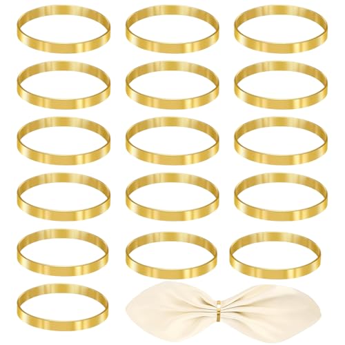 16 Stück Serviettenringe, Serviettenringe Gold Serviettenring Gold, Servietten Ringe Napkin Rings, Serviettenring Für Hochzeitsfeier Abendessen Jubiläum Tischdekoration