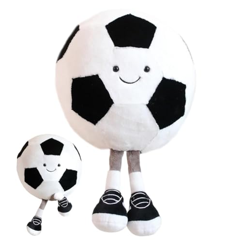 Plüsch Fußball Spielzeug,Fußballkissen Plüschtier, Kissen Plüschtiere, Plüsch Kissen Spielzeug, Cartoon Plush Doll,3D Fußball Plüsch Smiley Fußball für Heimdekoration Kindergeburtstag Geschenk, 25CM