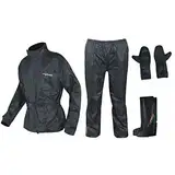 A-Pro Ganzkörper Wasserdicht Regenanzug Handschuhe Stiefel Motorradkombi Schwarz XXL