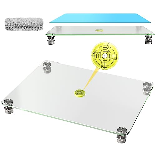 ILOKNZI Glas-Nivellierbrett für Epoxidharz 40 * 30CM, Verstellbarer Präzisions-Nivelliertisch für Resinat, Nivellierungs-Epoxidharz-Zubehör, Mehrzweck-Harz-Nivelliertisch