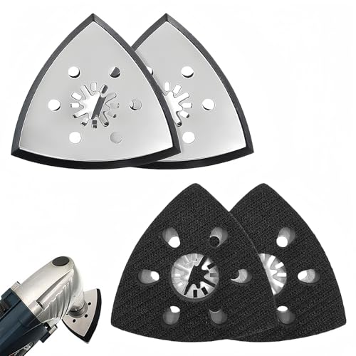 4 Stück Schleifplatte Dreieck, Fein Schleifplatte, Multitool Schleifplatter 93mm, Fein Dreieckschleifer Schleifplatte, Schleifplatte für Präzisionsarbeit an Holz, Metall, Schleifen, Entrosten und Mehr