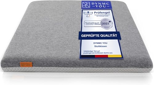 DYNMC you Sitzkissen Stuhl - Stuhlkissen Set - Test SEHR GUT - INNOVATIONSPREIS ERGONOMIE - Mittelhart H3 - Sitzkissen Bank Memory Schaumstoff - Sitzpolster Stuhl (Grau, Eckig 1 Pack)
