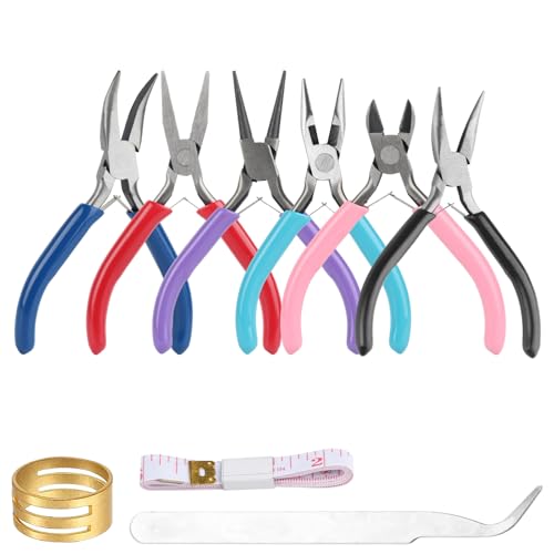 6 Stück Schmuckzangen Set, Zangenset, Schmuck Rundzange für Schmuckherstellung Werkzeug, Klein Spitzzangen Set, Flachzange Set, Drahtschneiderzange für Schmuckreparatur Modellbau Bastelzange