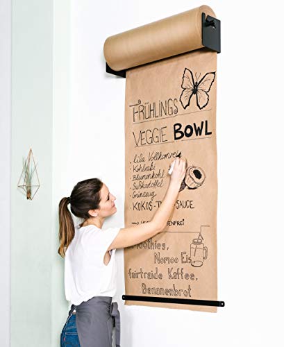 CozyHome Studio Roller – Stylische Wand Papier-Halterung für Büro, Café oder Zuhause – Innovative Alternative zu Whiteboard, Flipchart, Memoboard oder Kreidetafel (Studio-Roller + Papier)