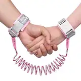 AOMIG Baby Anti-verloren Gürtel, 360 ° Drehbar Anti-Verlorene Handgelenk Gürtel Leine für Kinder, mit Induktionsschloss Elastisches Drahtseil Anti verloren Handgelenk Gürtel(Rosa)