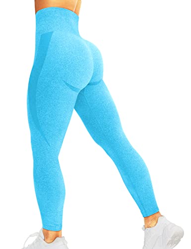 corcoar Damen Leggings Sporthose High Waist Seamless Hosen Gym Yoga Sport Blau S