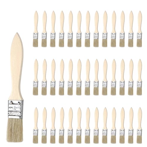 40 Stück Kleine Pinsel Borstenpinsel Set 17cm Flachpinsel Lackierpinsel Malerpinsel Pinsel Lack Fensterpinsel mit Holzgriff für Pinsel Farben Kunst Malerbedarf Lacke Malerei DIY Streichen von Wänden