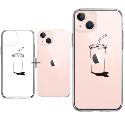Weiche TPU-Stoßstange für iPhone 13, Rückseite, harte Hybrid-Hülle, transparent, stoßfest, kompatibel mit kabellosem Laden, Objektiv, Bildschirm, Kameraschutz, Apfelsaft-Design.