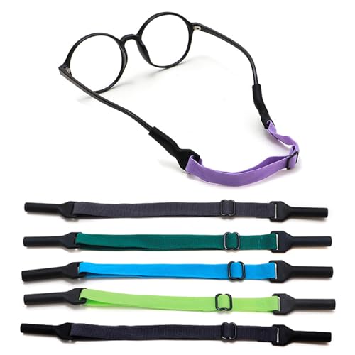 OPUGIT Verstellbarer Brillenband 5 Stück Rutschfest Brillenbänder Sport Elastisches Brillenbänder für Kinder rutschfester für Jungen und Mädchen，mehrere Farben 2