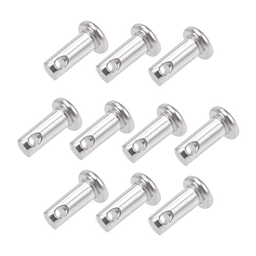 sourcing map 10St Gabelbolzen Einloch Flachkopf 304 Edelstahl Link Scharnierstift 4mm x 10mm
