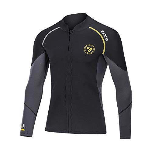 ZCCO Neoprenanzug für Herren, 1,5 mm, mit Reißverschluss vorne, Lange Ärmel, Tauchanzug zum Schwimmen, Schnorcheln, Tauchen, Surfen (Schwarz, 4XL)