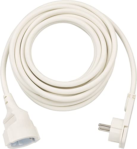 Brennenstuhl Qualitäts-Kunststoff-Verlängerungskabel mit Flachstecker (Verlängerungskabel flach für innen mit 5m Kabel) Weiß, 5m
