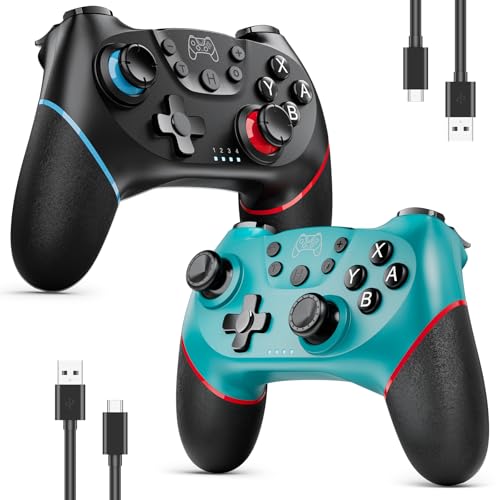 ETPARK 2 Stück Switch Controller für Switch/Switch 2/Switch Lite/Switch OLED,Controller für Switch mit Doppel Vibration,Switch Pro Controller mit Aufwachen,Hall Joystick,6 Achsen Gyro,Turbo