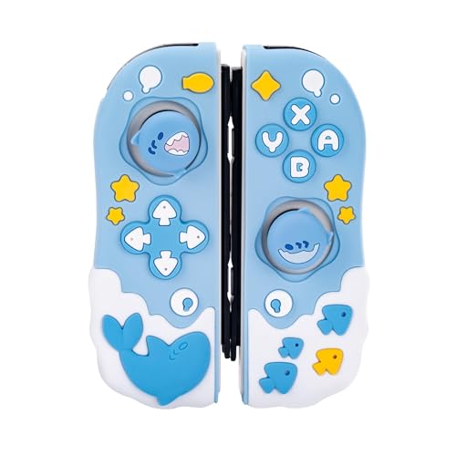 GeekShare Schutzhülle für Switch Joy Con Controller, weiche Silikon-Schutzhülle kompatibel mit Nintendo Switch Joy Cons Handheld Controller - Shark Party