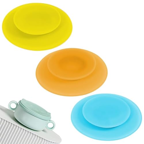 KSJEHW 3 Pcs Saugnapf für Kinderteller, Saugnapf-Fuß, Rutschfester Esslernteller für Babys und Kleinkinder ab 6 Monaten, BPA-frei, ideal zur Beikosteinführung, mikrowellen- und spülmaschinengeeignet