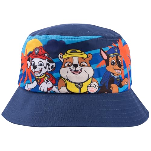 Paw Patrol Fischerhut für Jungen - Marshall, Rubble und Chase Kinder Bucket Hat Sonnenhut Sonnenschutz Anglerhut Blau