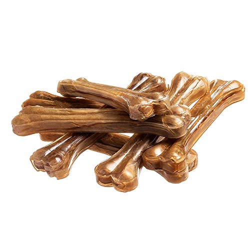Bontoy Hundekauknochen I 10 Stück x 21 cm I Naturprodukt aus Reiner Rinderhaut I proteinreich und gut für die Kaumuskulatur ihres Hundes