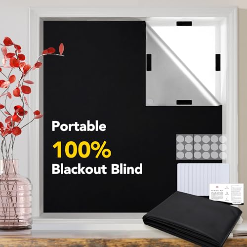 Deconovo Verdunkelungsrollo ohne Bohren 300x145 cm Abnehmbar Verdunkelungsfolie Verdunkelung 100% Verdunklungsstoff Dachfenster Sonnenschutz Fenster Innen Rollo für Urlaub