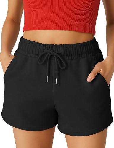 ROSS CAMP Kurze Hose Damen – Shorts Damen Sommer, Schwarze Kurze Sporthose Laufshorts, Trainingshose Women Hosen Kurz Laufhose (Schwarz, M)