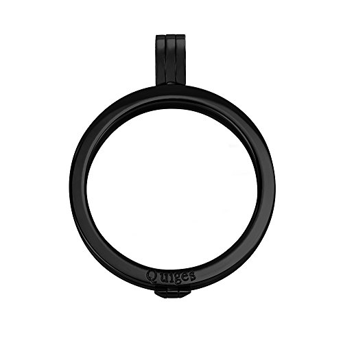 Quiges Schwarz Edelstahl Auswechselbarer Coin Anhänger Münzfassung 33mm