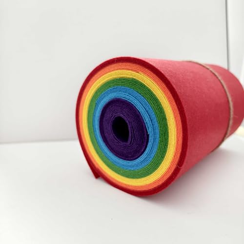 Farbige Filz,Bastelfilz Regenbogenfarben,Polyester felt, filz basteln für Handarbeit DIY Handwerk Nähen Patchwork Scrapbooking Crafts,1mm Dick, 150 cm lang, 20 cm breit