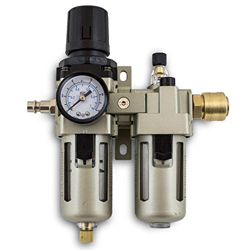 BITUXX® Druckluft Wartungseinheit Wasserabscheider Oeler 1/4" Druckminderer Druckregler max. Druck 10 Bar (1.0 Mpa) inklusive Steckkupplung