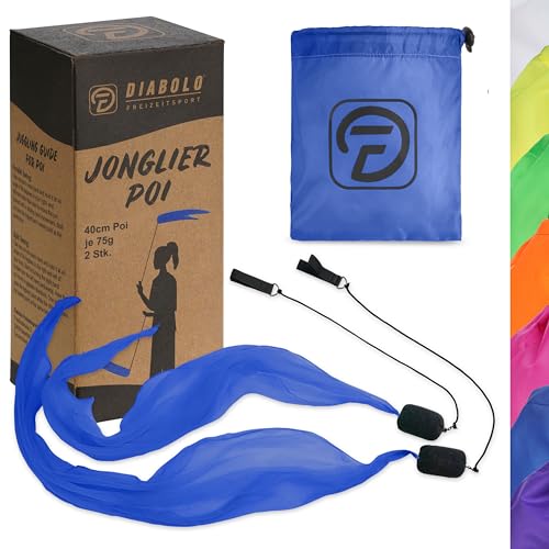 Diabolo Freizeitsport 40cm UV leucht Poi in Blau - Angel Wings Spinning Pois. Spiral Pois, Soft-Pois für Kinder - geeignet für Anfänger und Profis