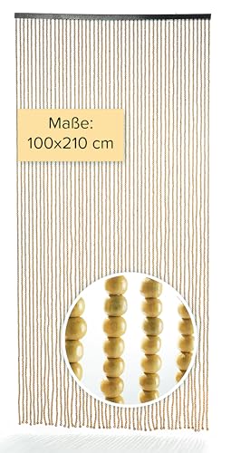 Kobolo Perlenvorhang Türvorhang Coffee Holzperlen braun 50 Stränge - 100x210 cm - rechteckig - Zimmertüren Wohnzimmer Balkon