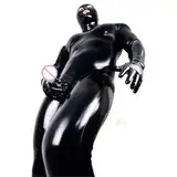 Herren glänzende Overall Schwarz Leder Katzenanzug Ganzkörper Männer Sexy Latex Enger Reißverschluss Jumpsuit Gummi Kleidung Catsuit Leotard Playsuit Jumpsuit Clubwear Kostüm Lederhose Wetlook
