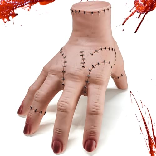 Eiskaltes Händchen,Wednesday Händchen,Latex Händchen,Realistic Scarred Latex Palm,Wednesday Family Hand,Hand Thing Action Figur,Family Thing Hand,Horror Hände Cosplay,Horror Hände Cosplay