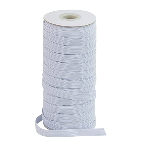 BOKFJBP 8mm Gummiband, 50 Meter Gummibänder für Hosengummi Nähen und Haushalt DIY Handwerk Stoffe Zum Elastisches Band Nicht Leicht Verformbar Elastisches Farbband Weiß