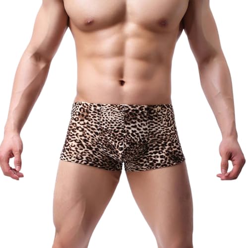 Herren Unterhosen Leopard Muster Boxershorts - Unterwäsche Brief Gelb Baumwolle Große Größen Männer Basic Klassischen Fitness Shorts Atmungsaktiv Schlafunterwäsche Bequeme Sportshorts Retroshorts